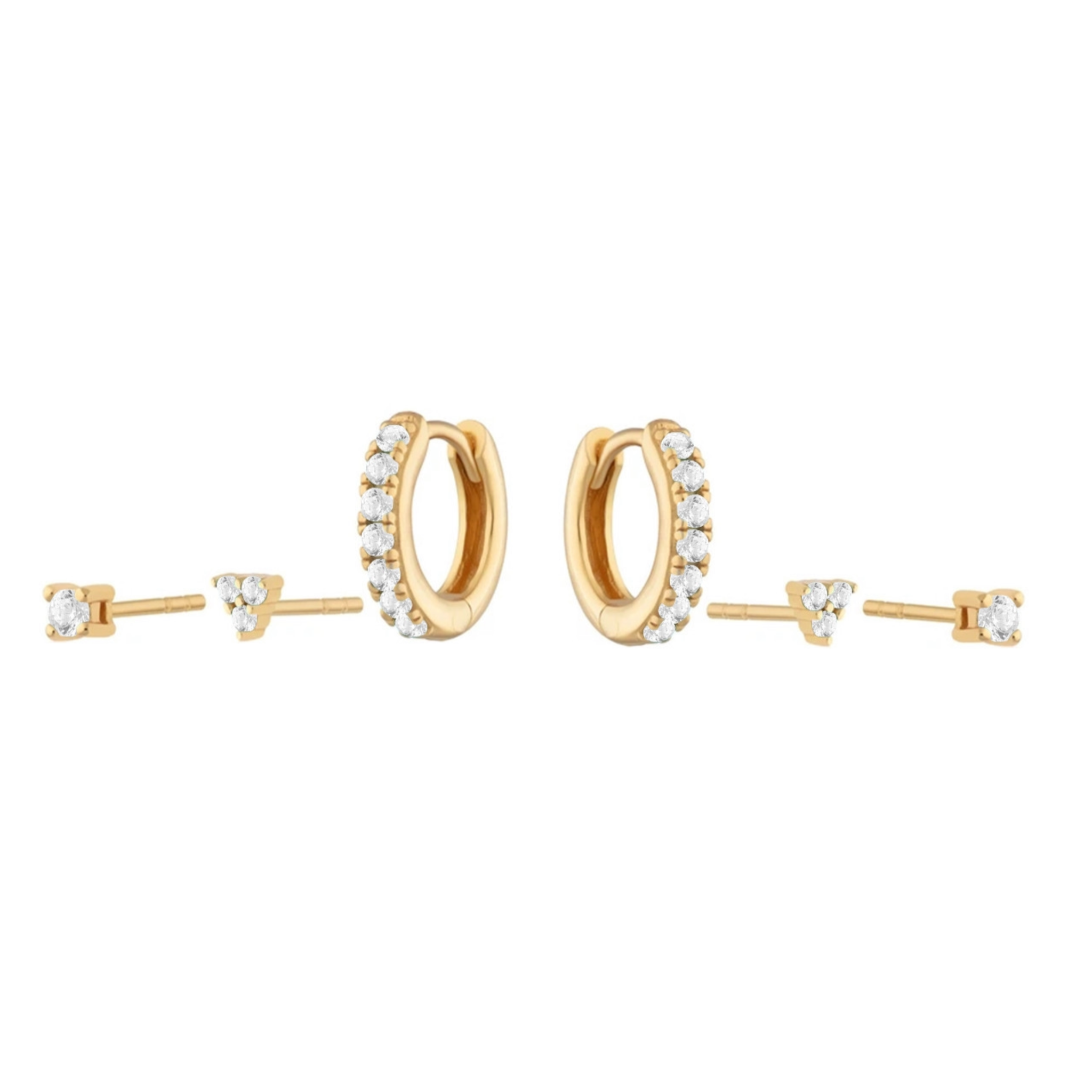 Lola white stone earring stack set
