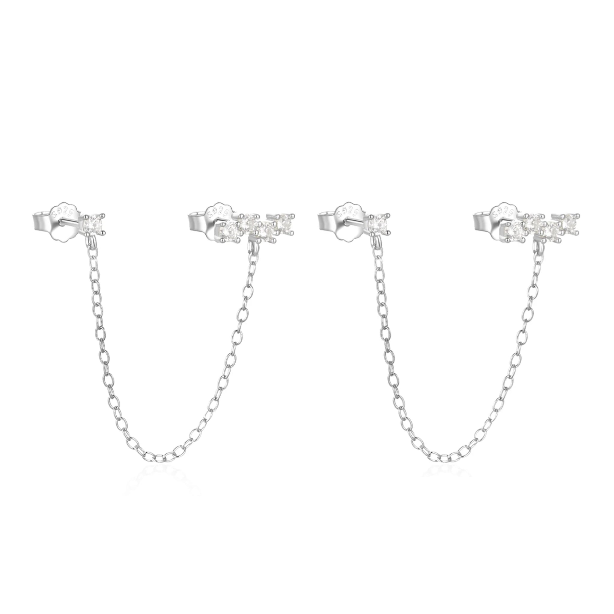 Cesca double stud silver earring